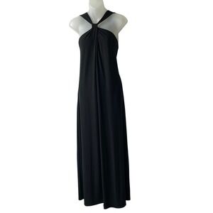Express Vintage Black Halter Maxi Dress Women Size M Minimalist 90s Y2K USA Made
